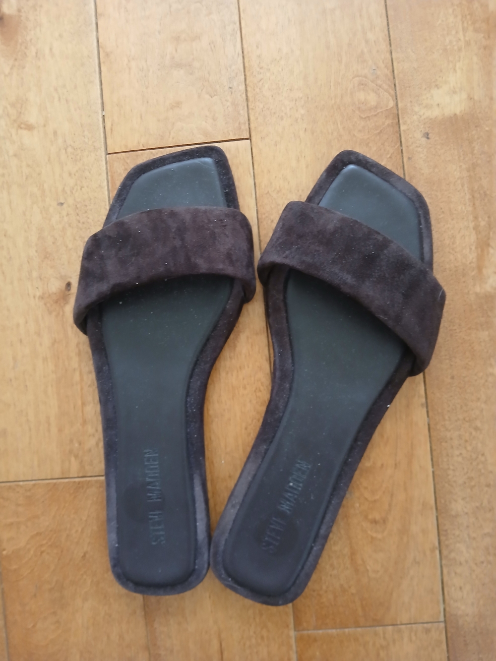 Steve Madden Dark Brown Suede Slide Sandals